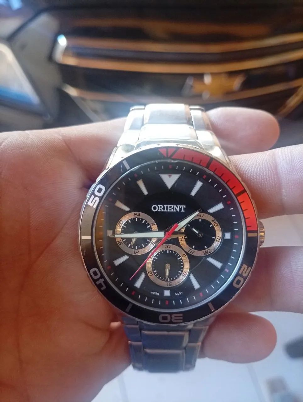 Relógio Orient Masculino de Aço Prata com Fundo Preto - Foto 3