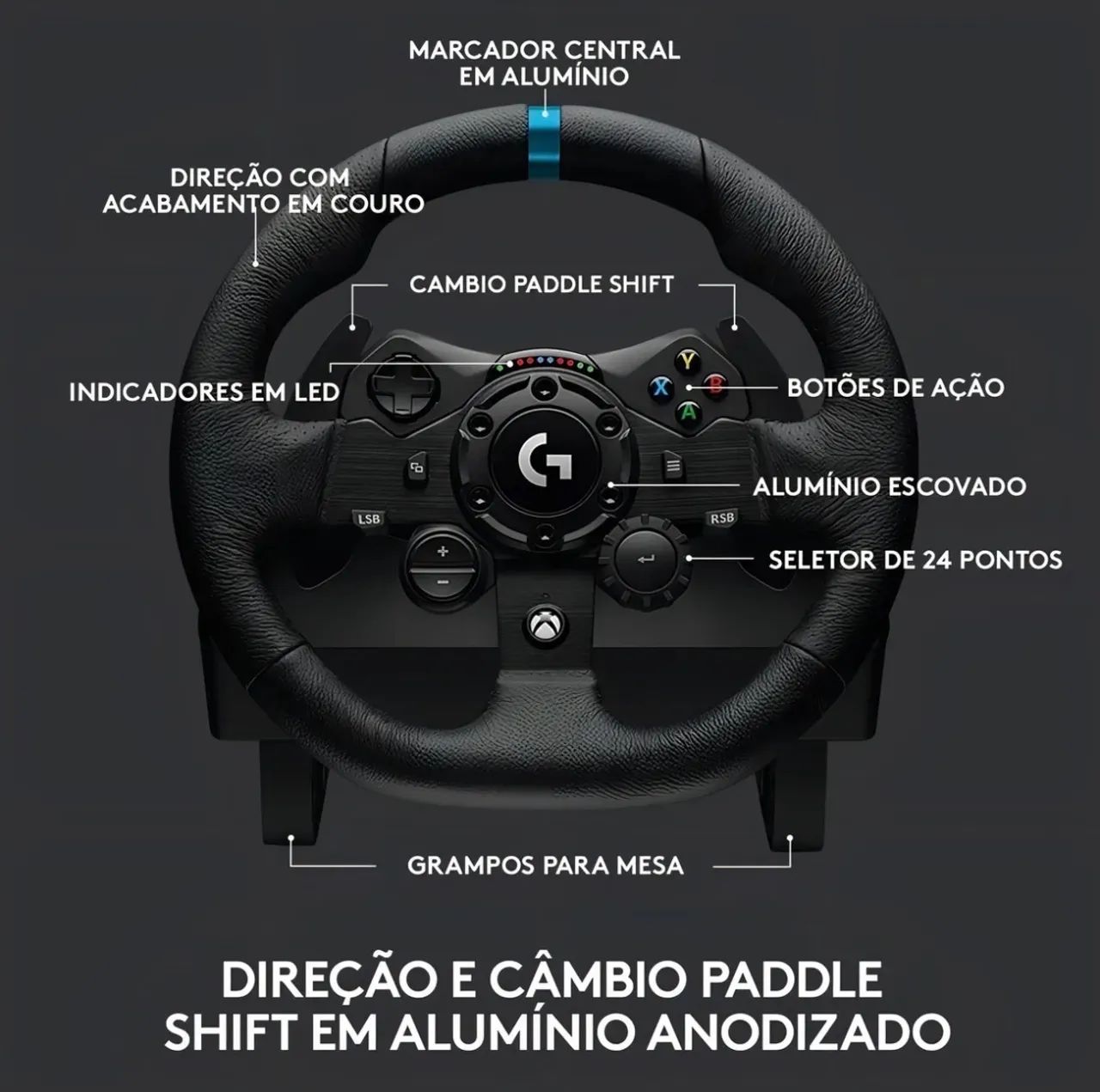 Volante e pedaleira Logitech G923 com joystick para Xbox e PC - Foto 5
