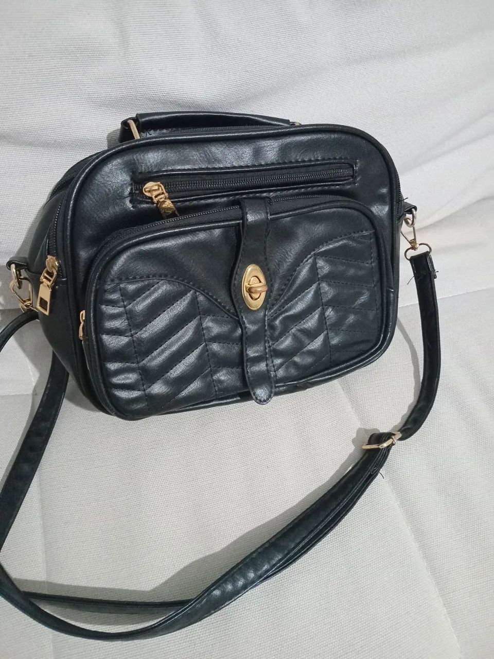 Bolsa seminova  de courino  Preta - Foto 2