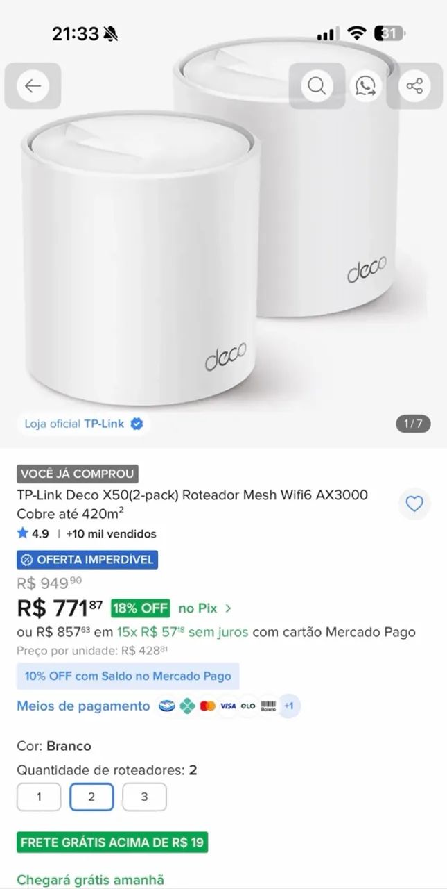 TP-Link Deco X50 Kit 2 Unidades | Mesh Wi-Fi 6 AX3000