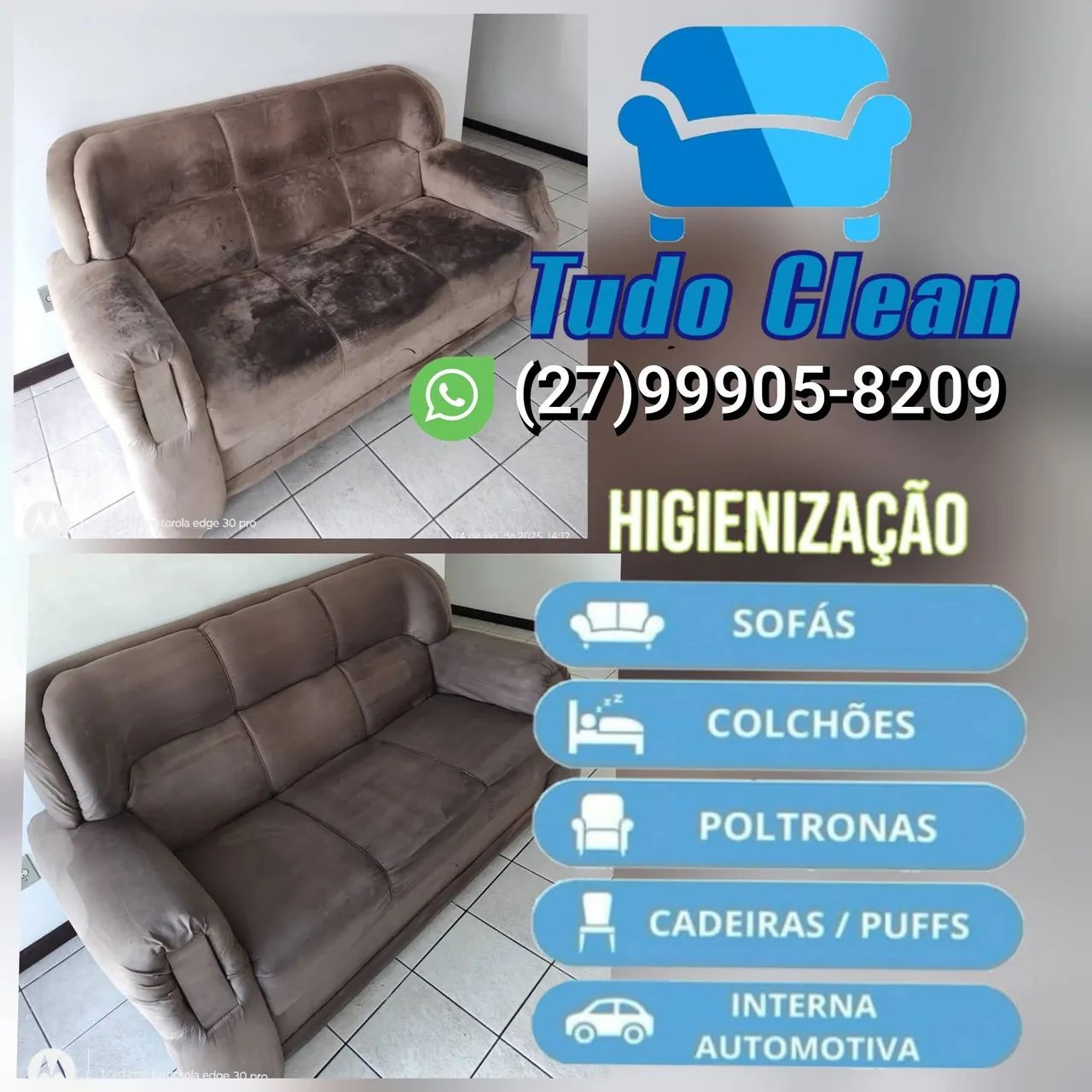 Promoção Limpeza e Higienização de Sofá colchão tapete carpetes 