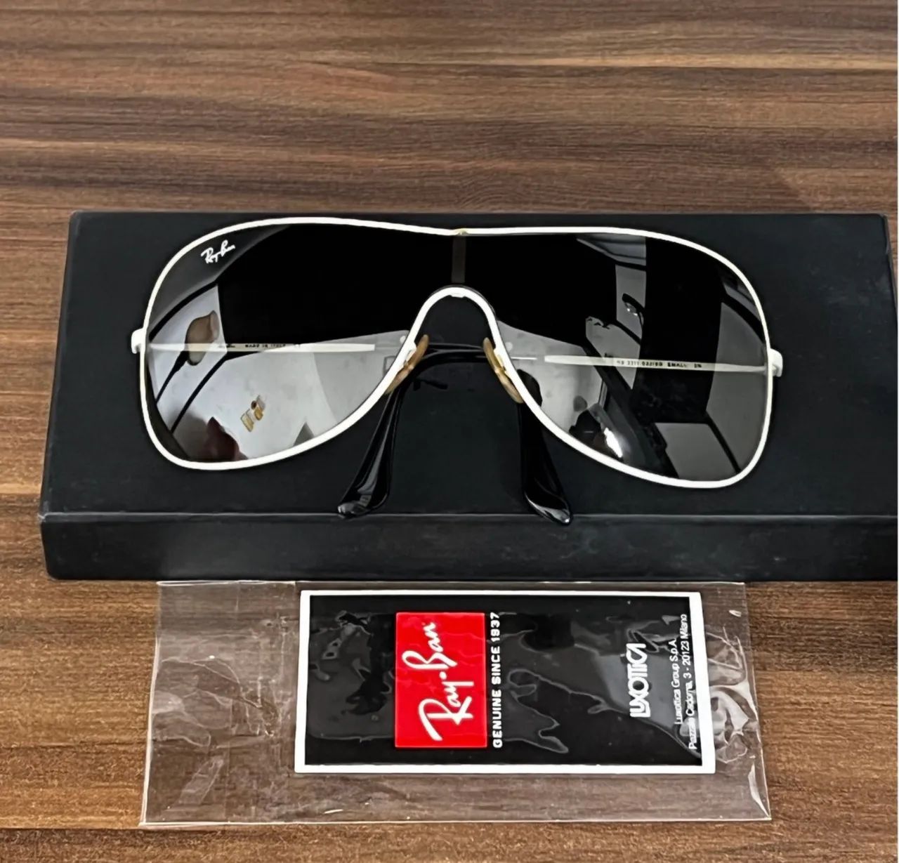 Óculos Ray-Ban Original RB3211 Shield Máscara Branco - Foto 5