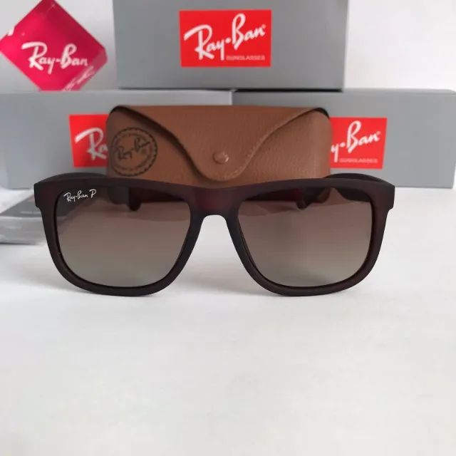 óculos de sol ray ban justin marrom lentes polarizadas - Foto 2
