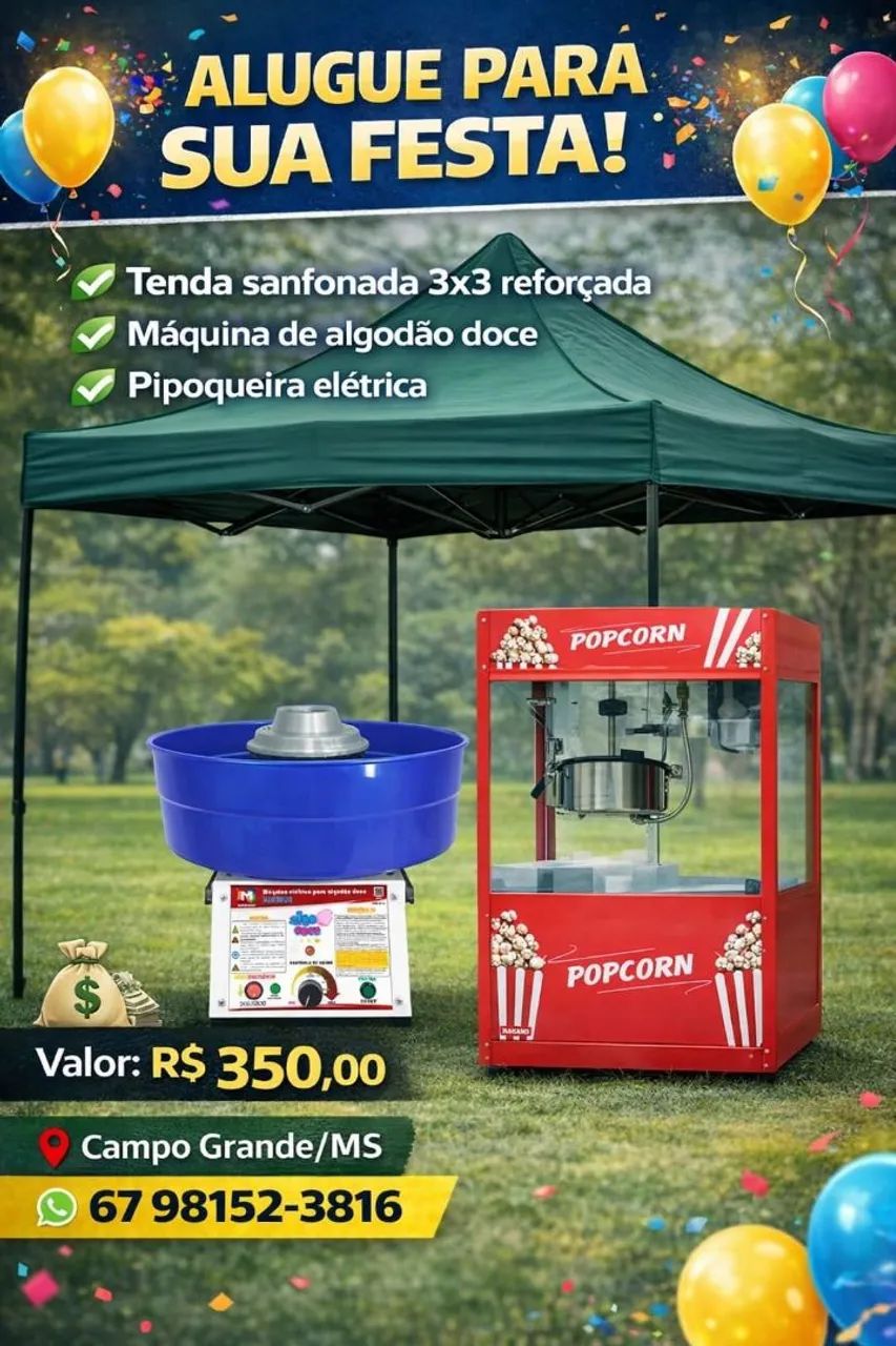 Pipoqueira e algodão doce 