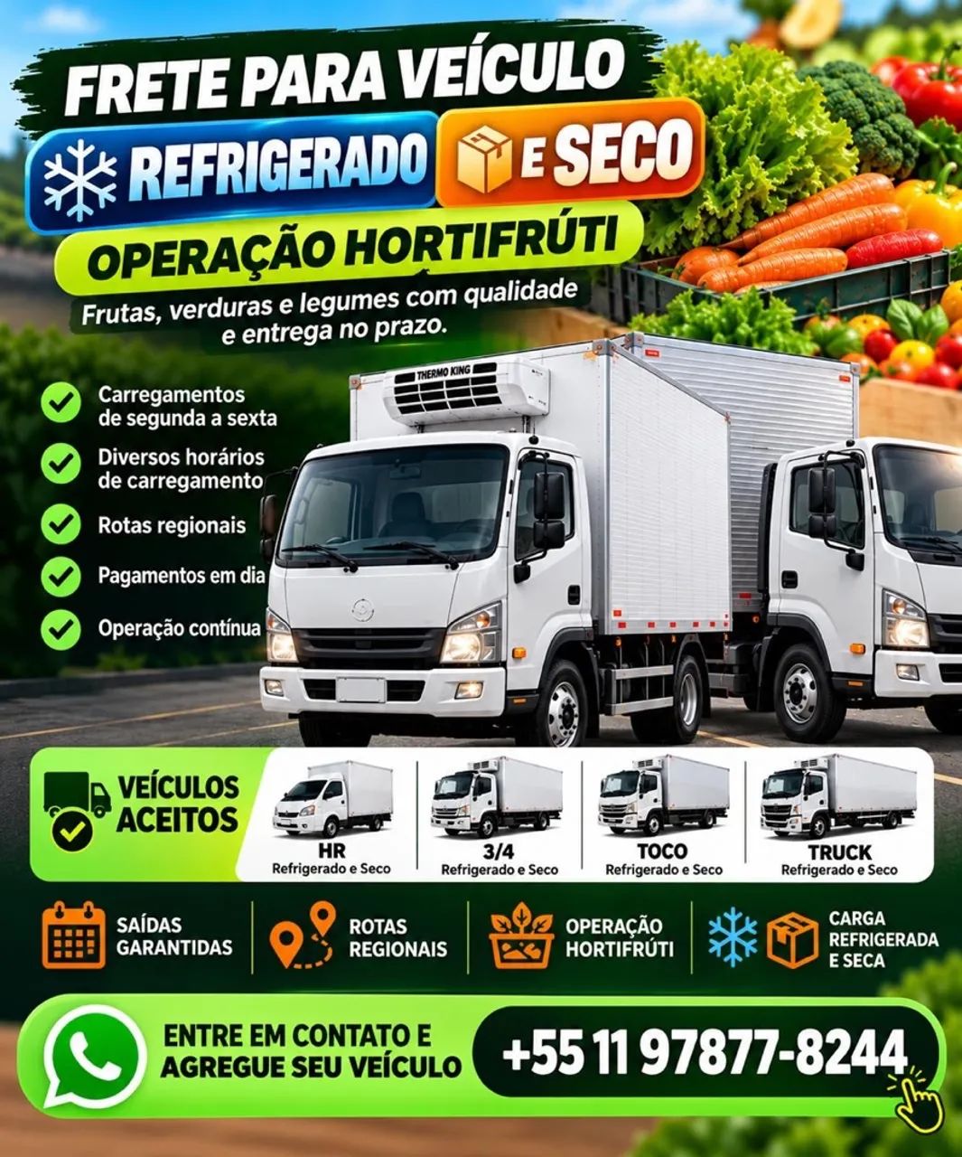 Agrega-se veículos carga secas e refrigerados
