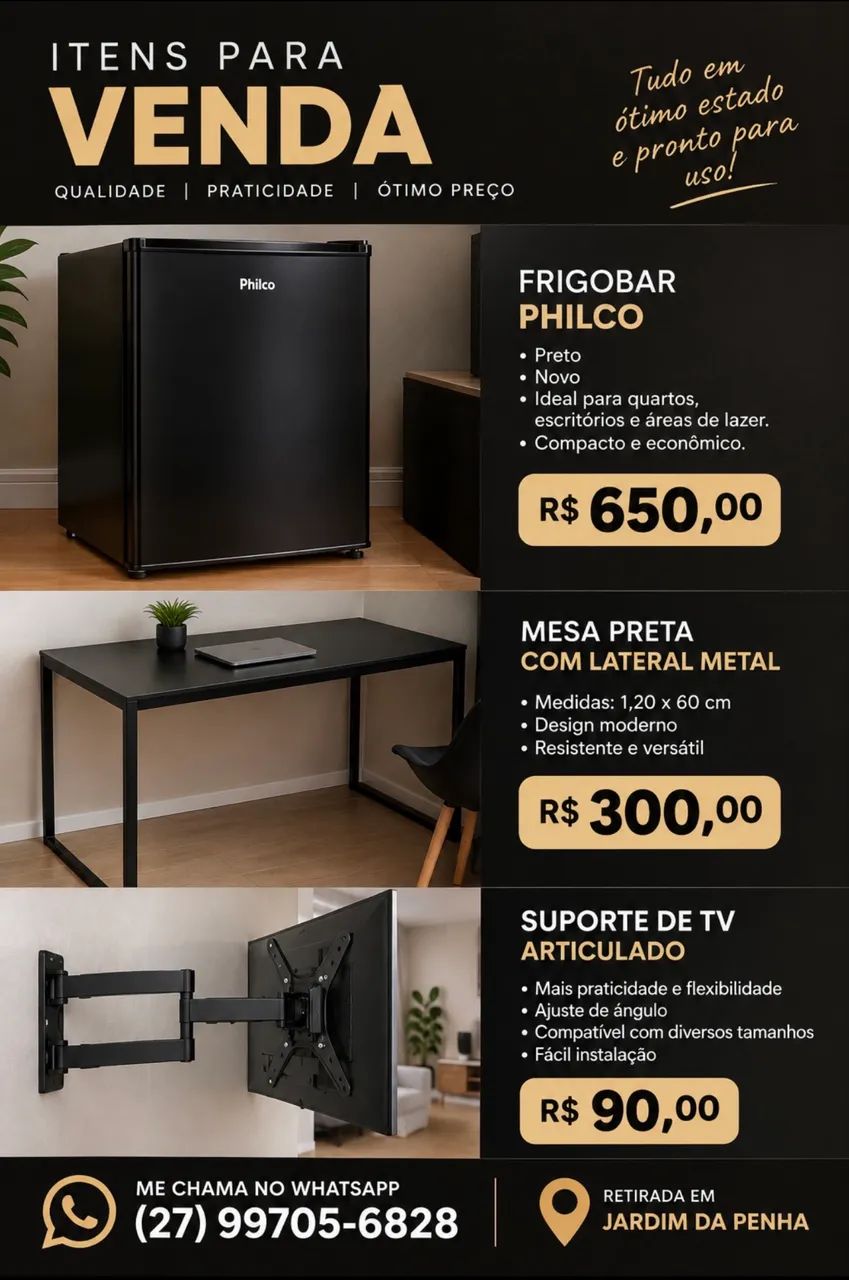FRIGOBAR + MESA ESTUDO/TRABALHO + SUP. TvV