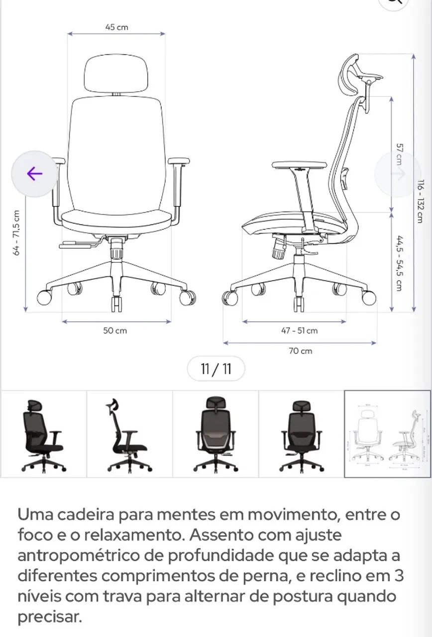 Cadeira Ergonômica Elements Serena - Foto 3