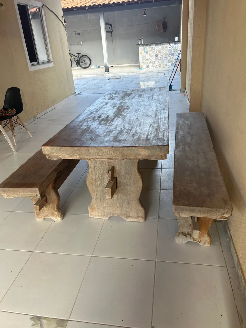 Mesa e banco de madeira - Foto 4