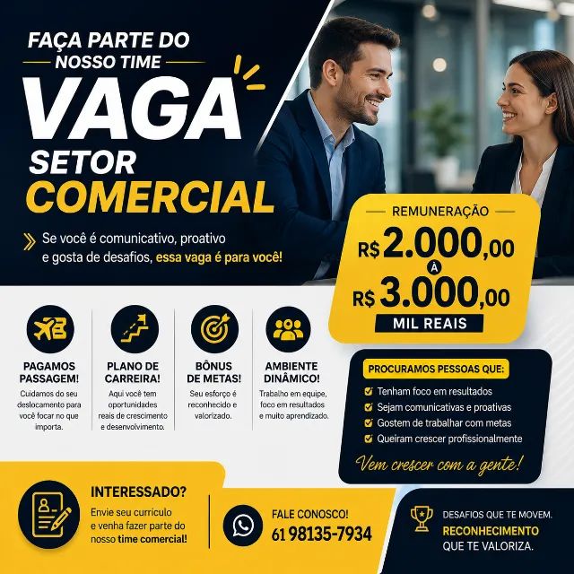 Vaga de emprego - Consultor comercial