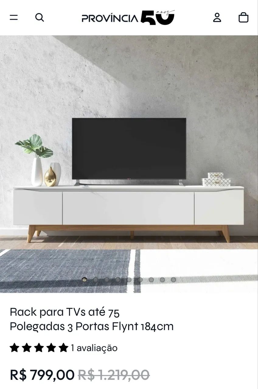 Rack 184cm com pés em madeira maciça. - Foto 3