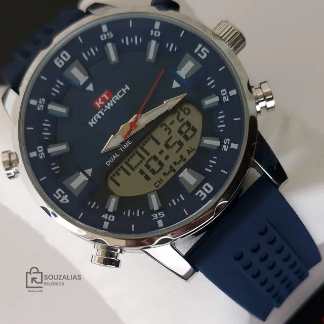 Relógio KAT-WACH 1815 - À Prova D'água Silicone Azul - Acessórios