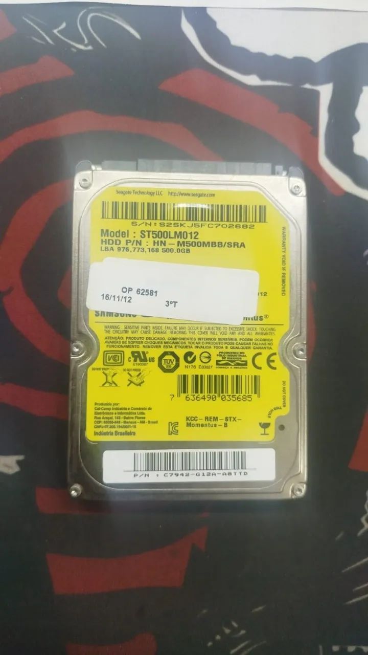 Hd de notebook 500gb usado 