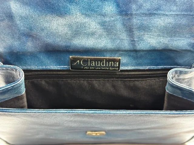 Bolsa Tipo Carteira De Couro Claudina Azul - Foto 5