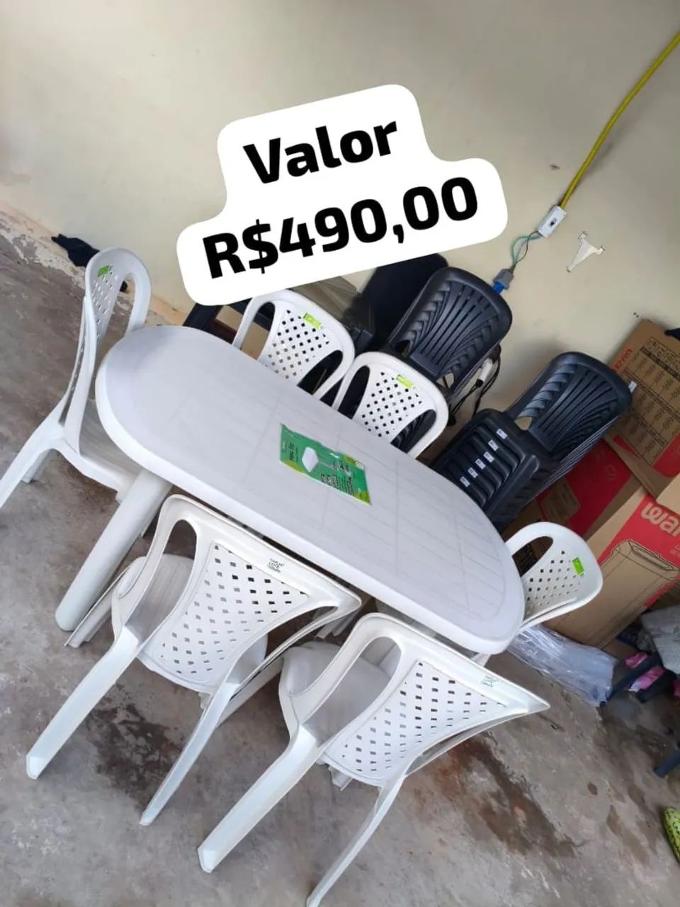 Mesa e cadeiras de 6 lugares de Plástico - Foto 2