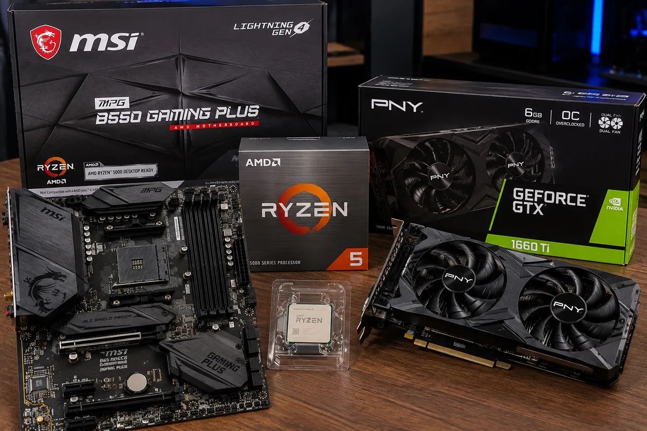 CPU AMD Ryzen 5 5600X + MSI B550 GAMING PLUS Kit Gamer Ryzen 5 5600X + MSI B550 Gaming Plus + GTX 1660 Ti 6GB