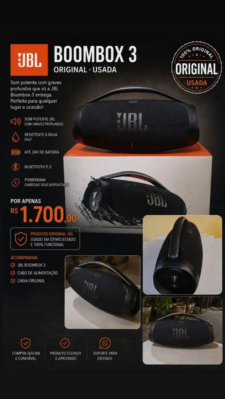 Caixa de som JBL boombox 3