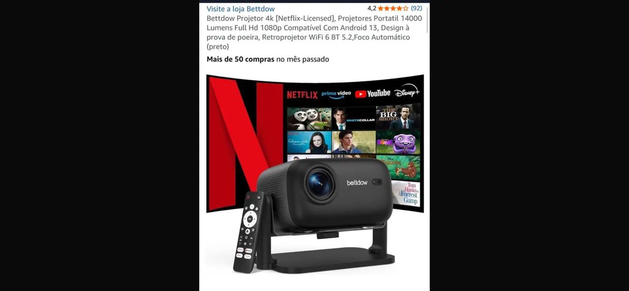 Oportunidade Projetor 4k Netflix -Licensed