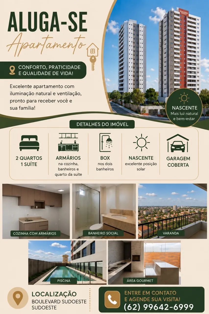 Alugo apto Boulevard Sudoeste 