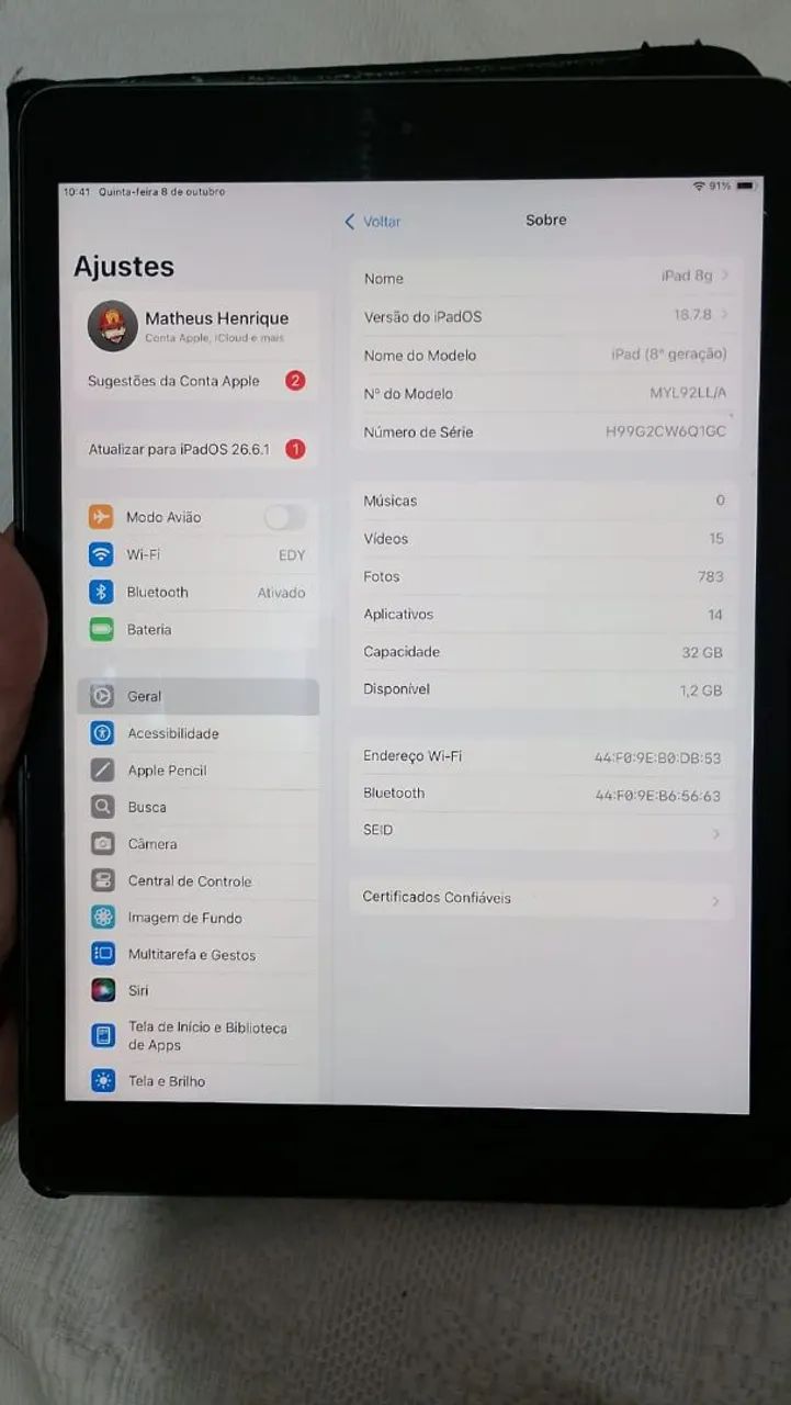 iPad 8 32gb com caixa(aceito troca por celular) - Tablets e E