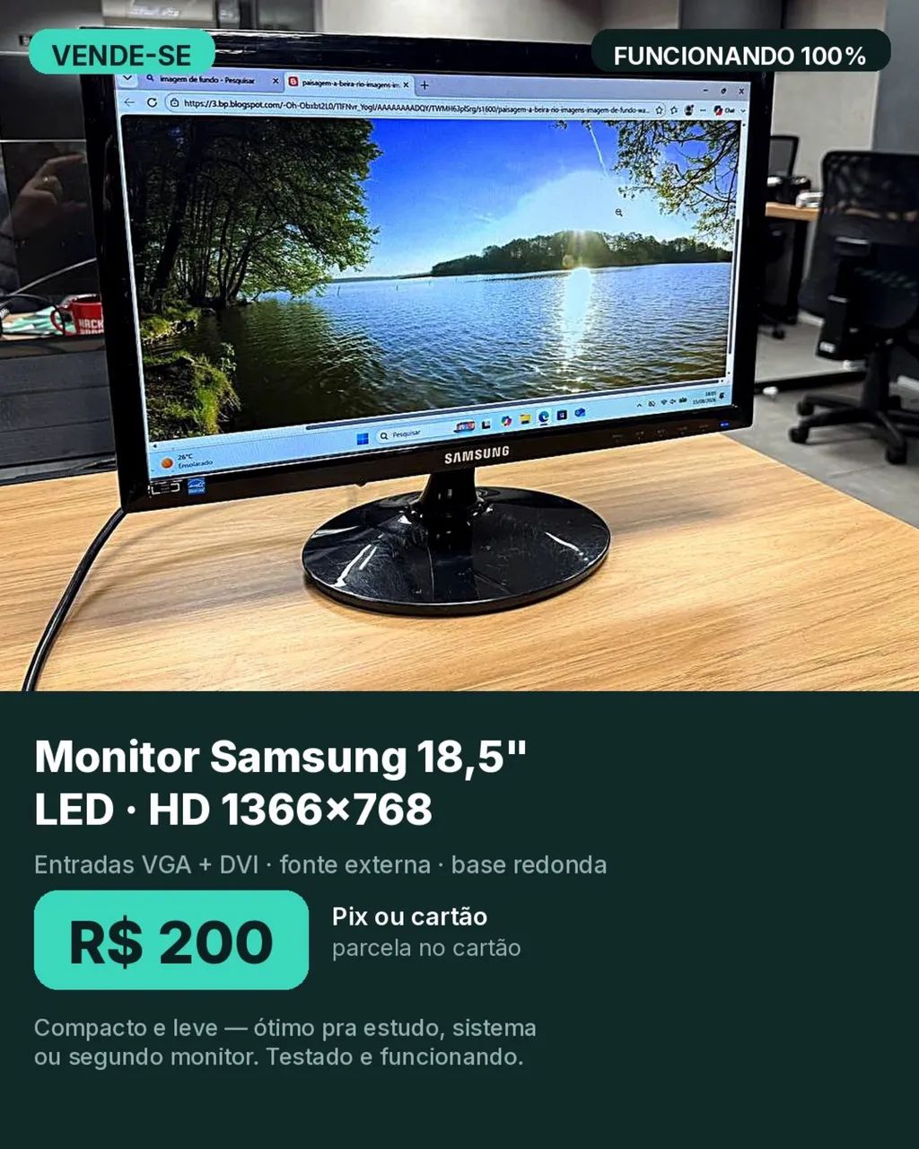 Monitor LED Samsung 18,5 polegadas HD