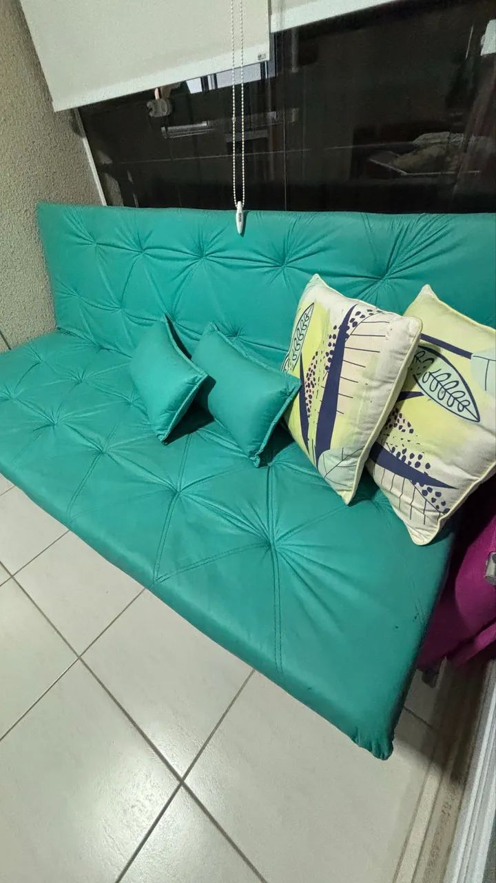 Sofá cama azul tiffany 700 reais  - Foto 4