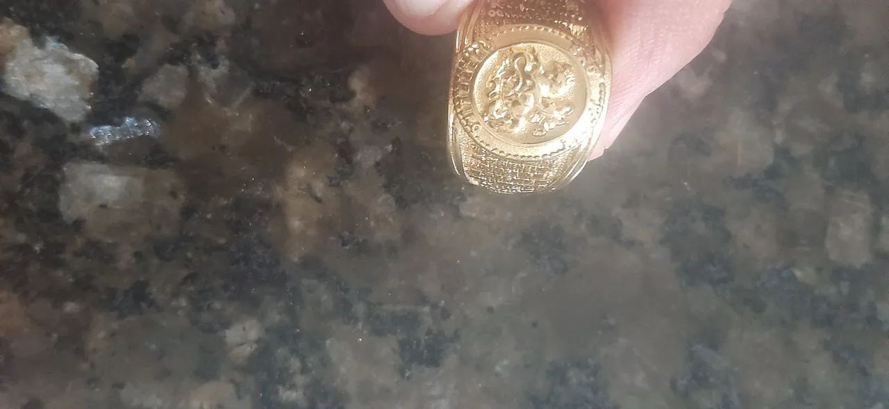 Anel de aço dourado São Jorge com a oração  - Foto 3