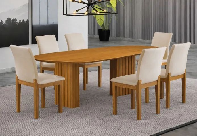 Mesa Jantar Orgânica C/6Cadeiras Estofadas. Produtos Novos Direto de Fábrica P/Sua Casa. - Foto 2