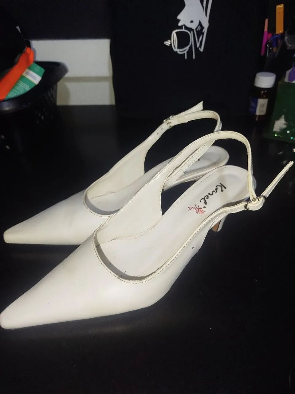 Scarpin aberto branco vintage