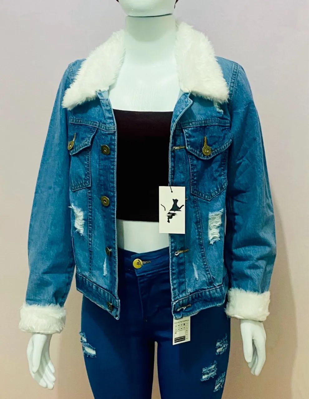 Jaqueta jeans pelúcia  - Foto 2