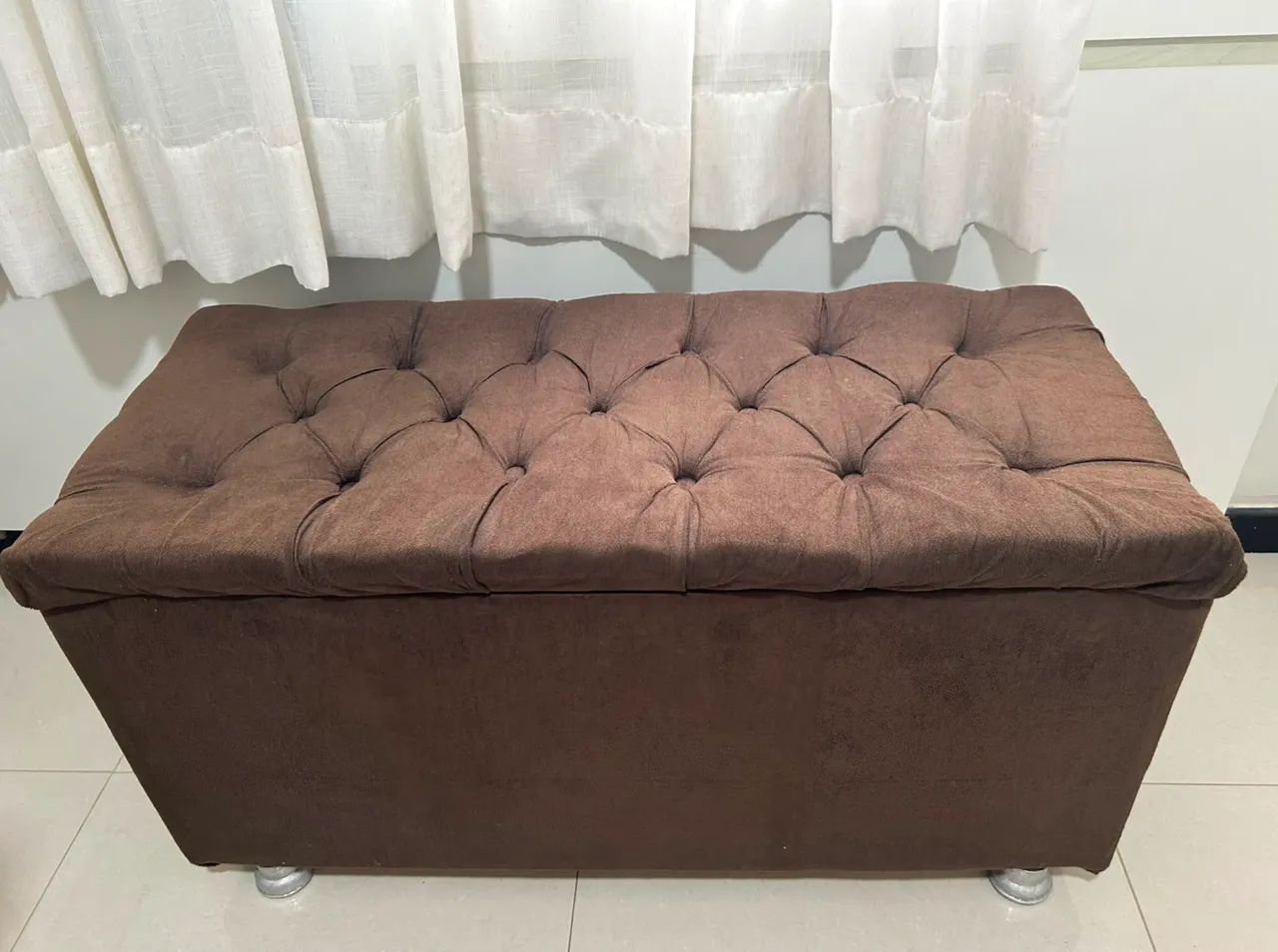 Puff Baú Marrom Grande com Espaço Interno