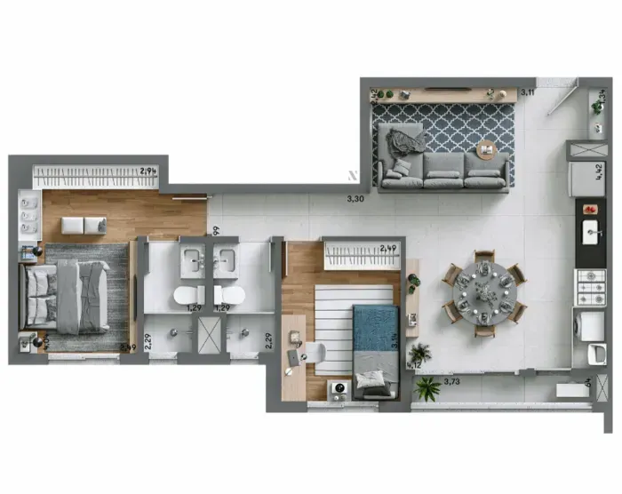 PLANTA 68m²