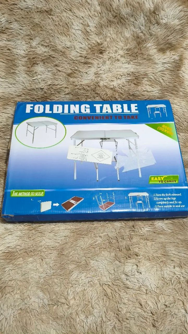 Mesa dobrável de alumínio 90x60cm nova - Foto 2