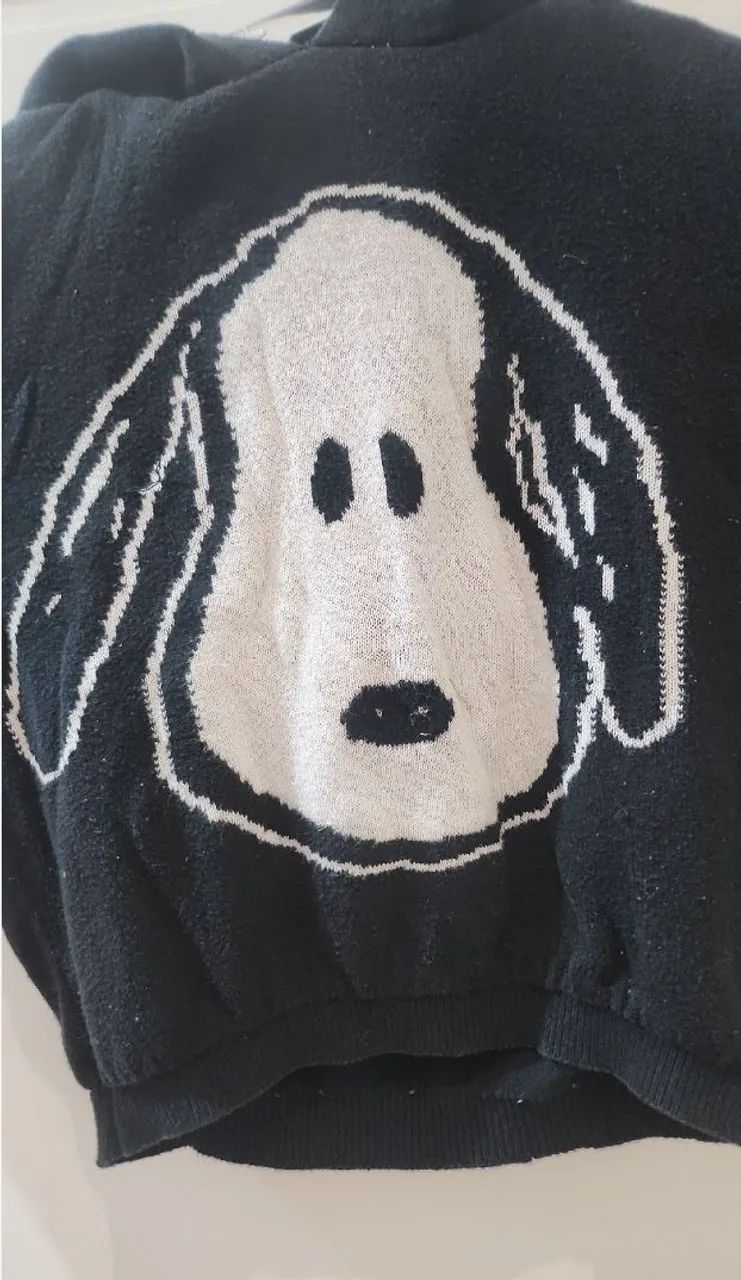 Suéter Infantil Tricot com Capuz Snoopy Preto - Foto 3