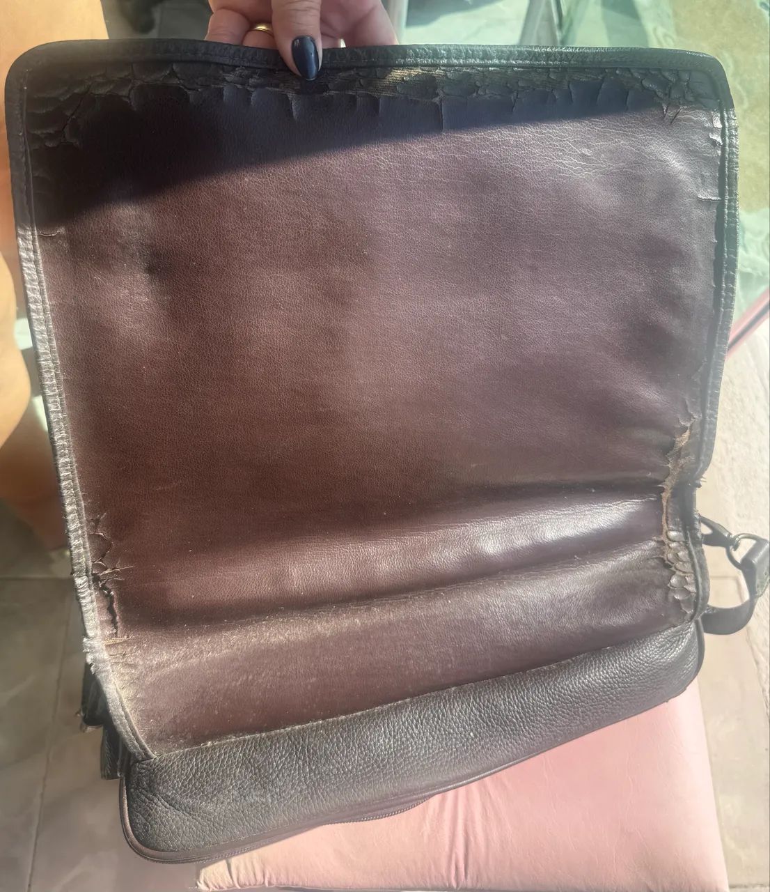 Pasta/bolsa de couro de búfalo legítimo  - Foto 2