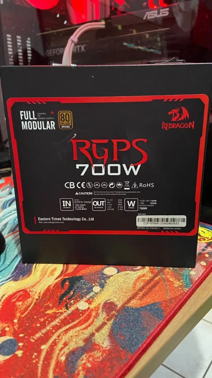 Fonte Redragon RGPS 700W Full Modular 80 Plus Bronze + Cabos NOVOS