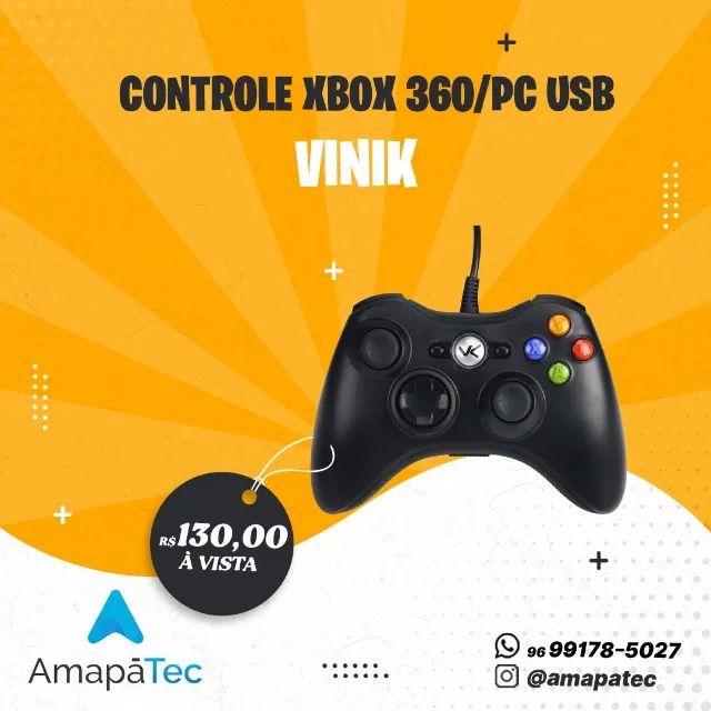 Controle Xbox 360/Pc Usb  Vinik