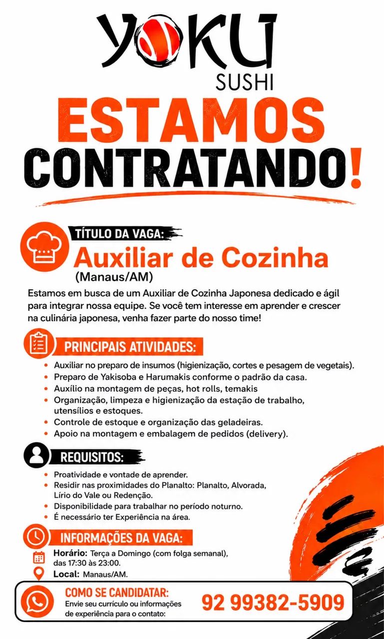 Vaga para auxiliar de cozinha 