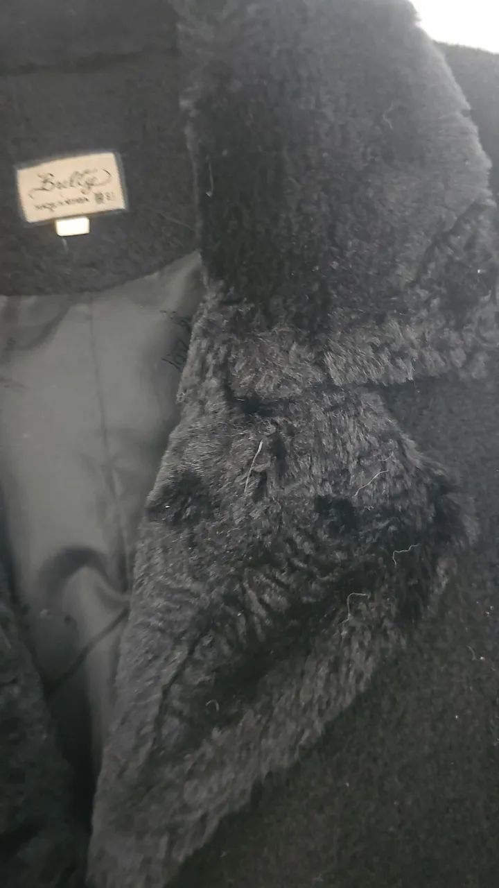 Sobretudo Lã Importado Coreano Premium Preto Pelo M  - Foto 2