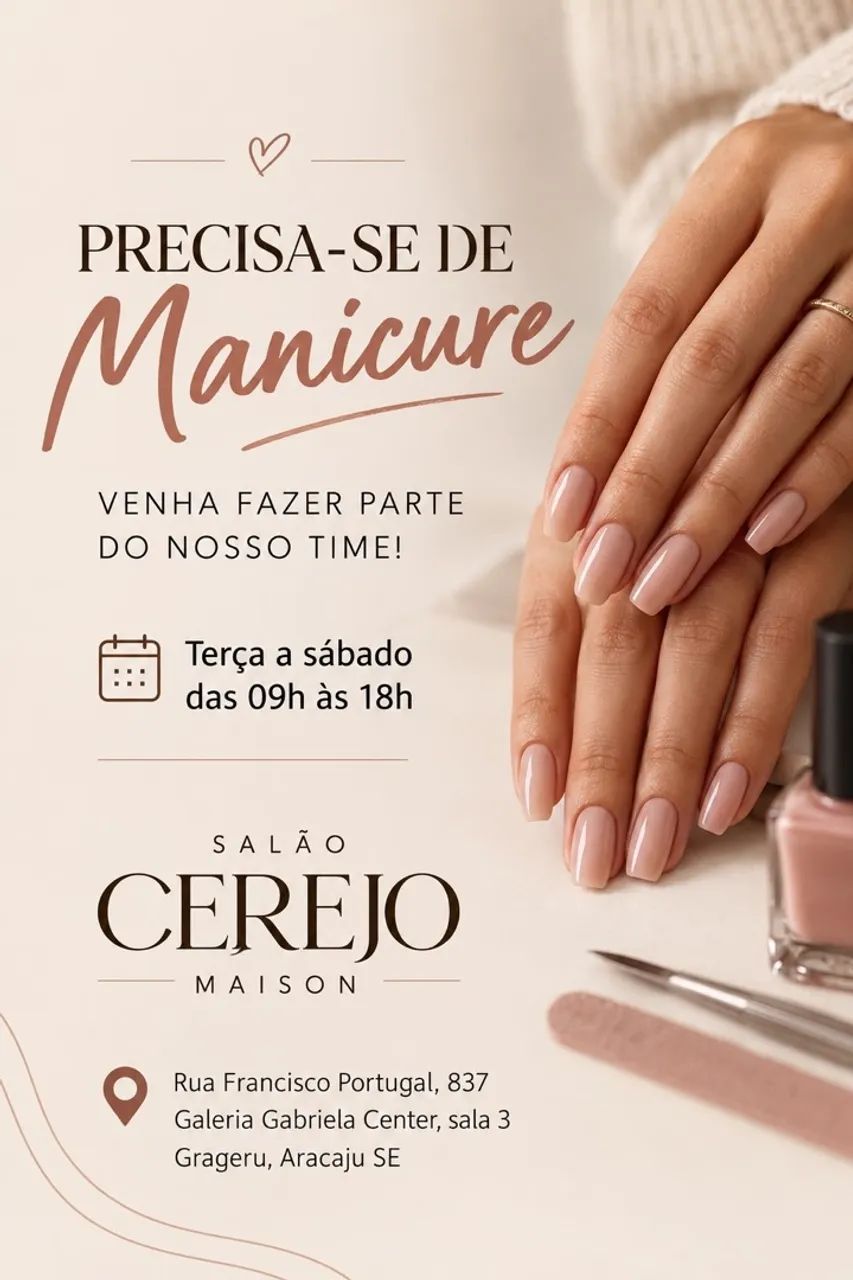 VAGA OARA MANICURE E CABELEREIRA