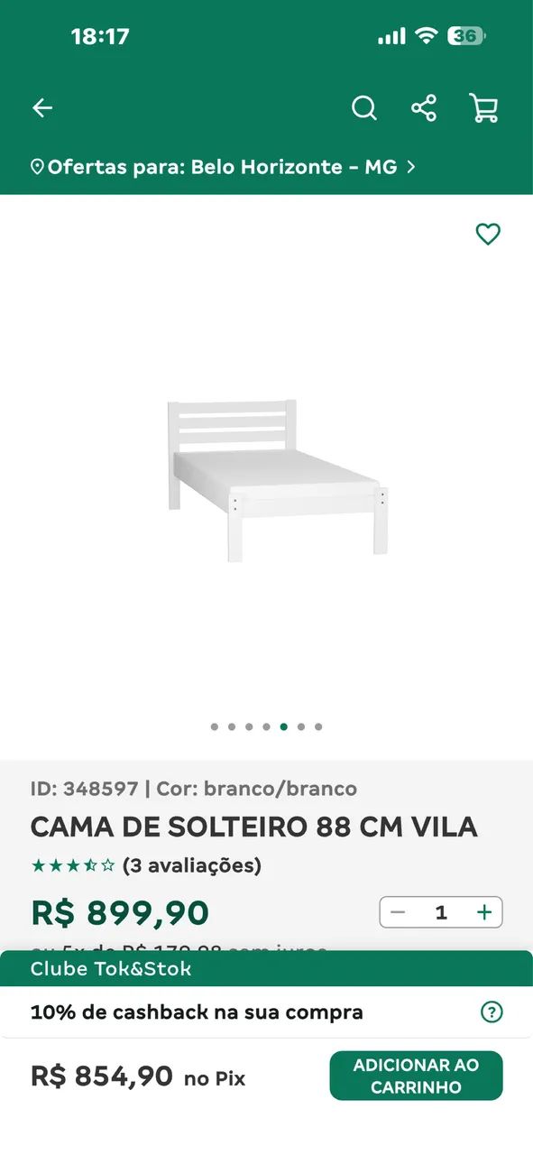 CAMA SOLTEIRO VILA TOK&STOK 88cm - Foto 3