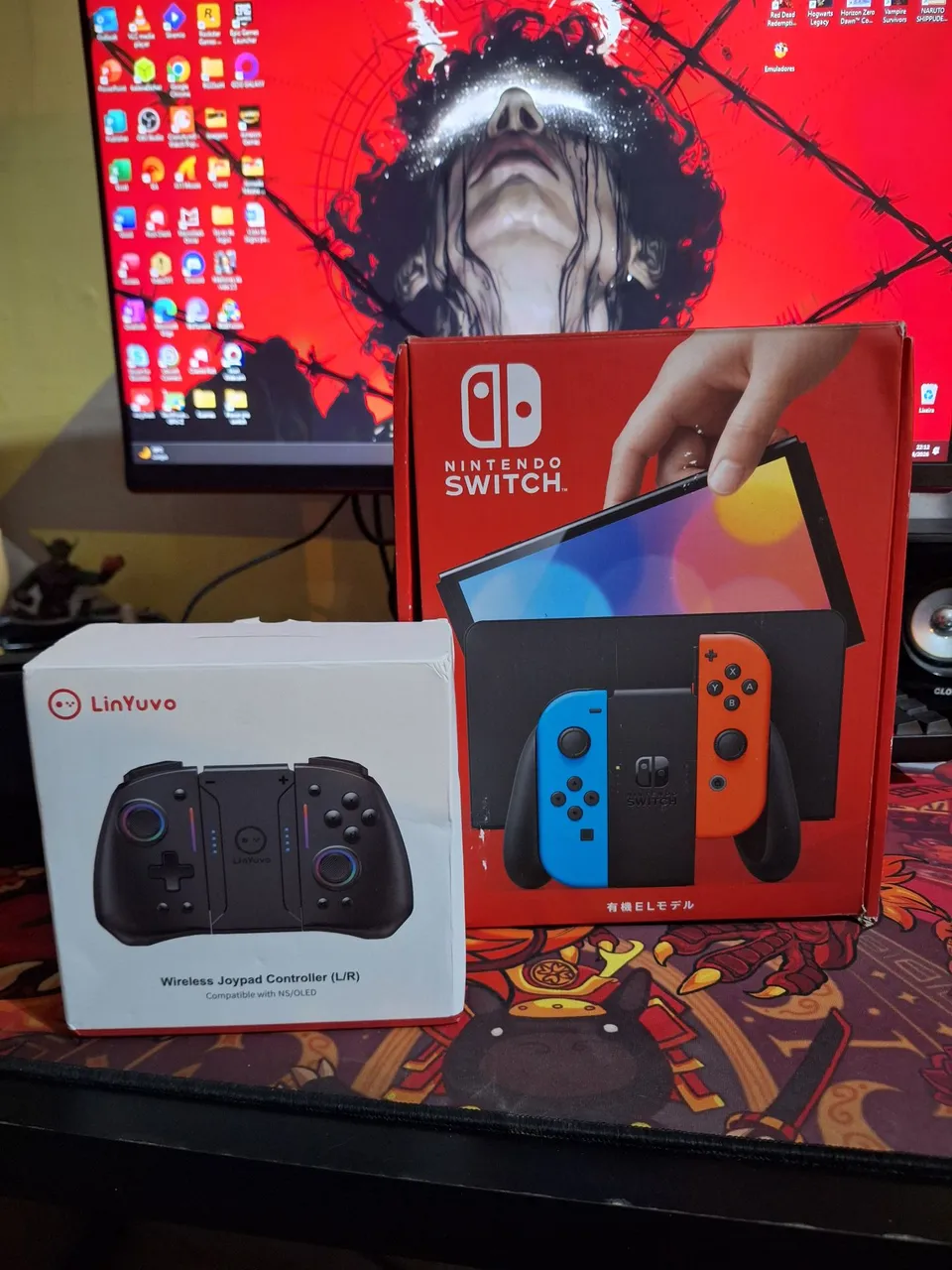 Nintendo switch oled nacional desbloqueado 128gb kamikaze - Peças