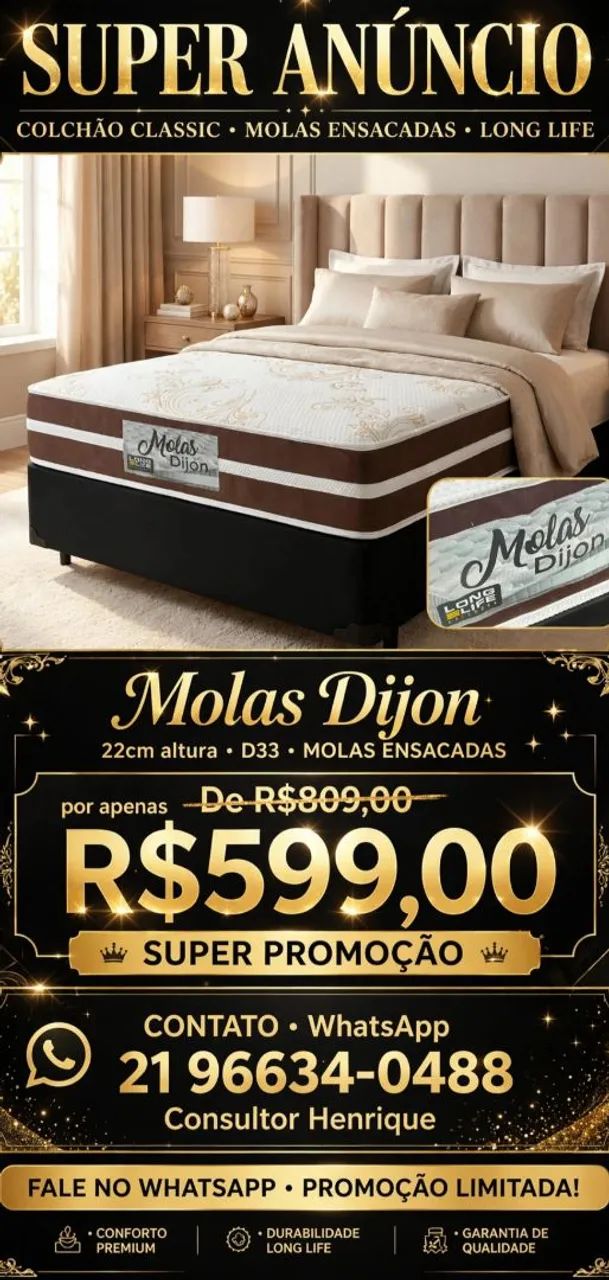 Colchão Molas ensacadas -Long Life D33 