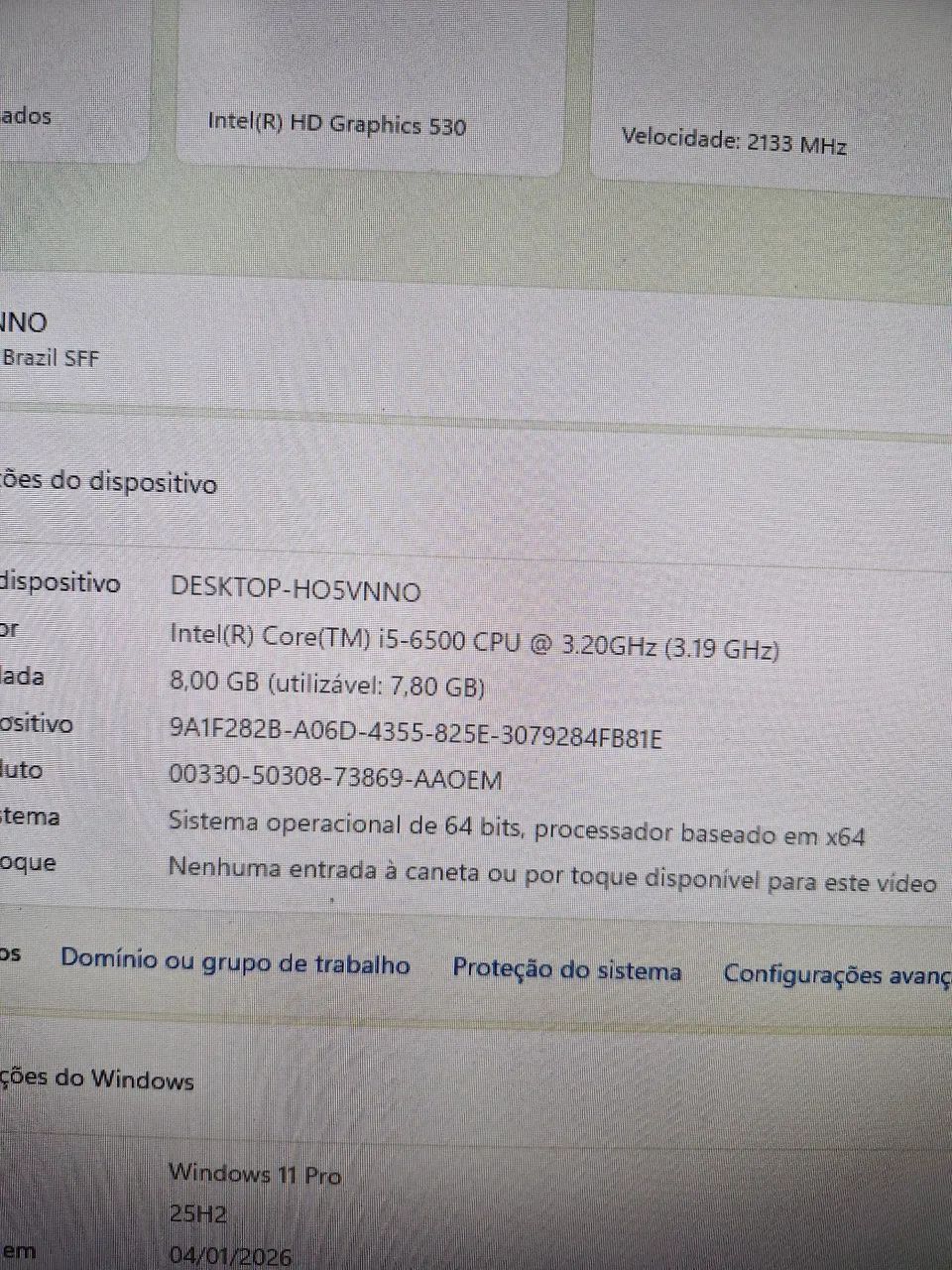 CPU HP PRODESK i5 6ª Gen - 8GB - SSD240GB  - Win11 Pro + Office - Ótimo pra usar coml PDV  - Foto 2
