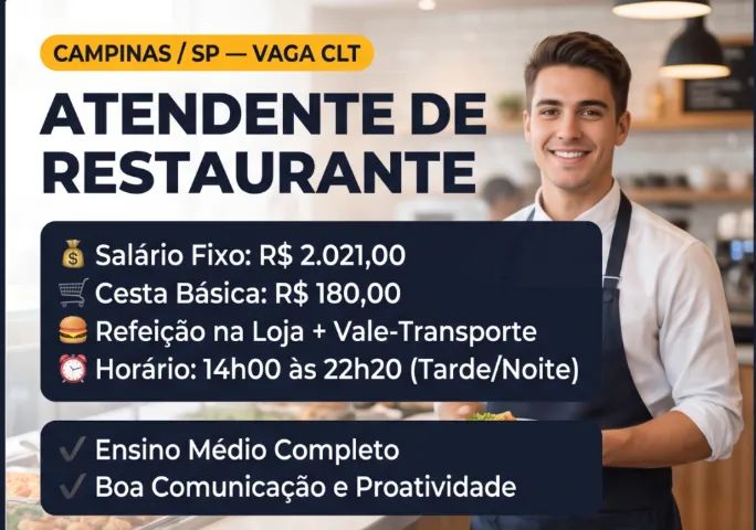Ajudante de Cozinha - Campinas / SP (Tarde/Noite)