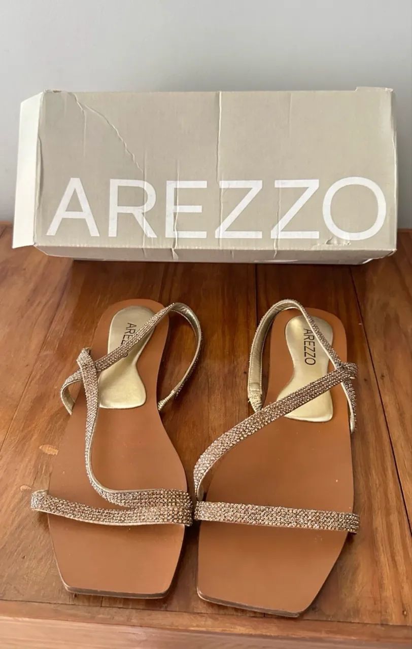 Sandália Rasteira Arezzo bege 36 - Foto 3