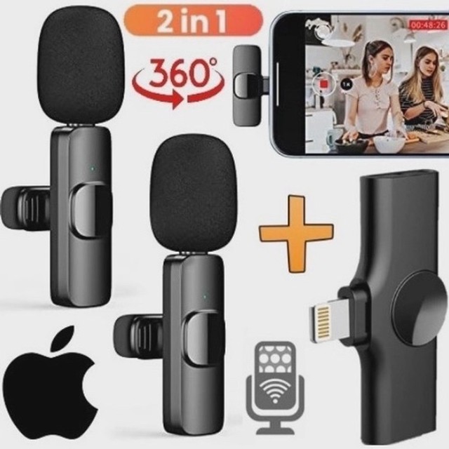 Microfone Lapela Duplo sem fio para IPhone 