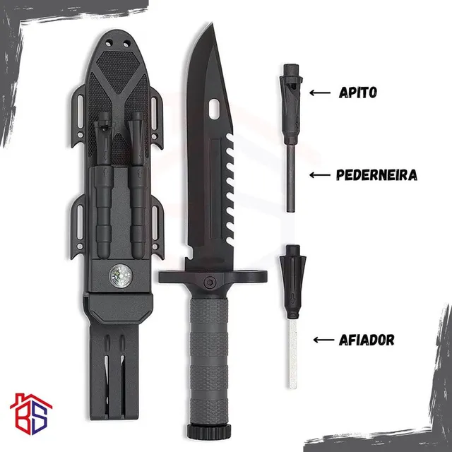 Faca tática da marca Albainox, modelo coiote emborrachado (21,7 cm.)