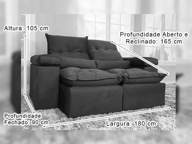 Sofá Retrátil Reclinável 1,80 m Azul a43 - Foto 4