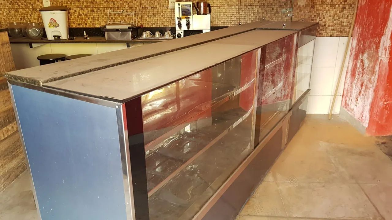 Balcao comercial quente frio freezer estufa caixa todo inox ainda com plástico 110v