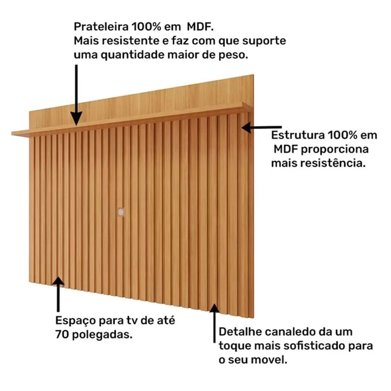 Painel Ripado Para TV até 70 Polegadas 100% MDF Nature rf54 - Foto 2